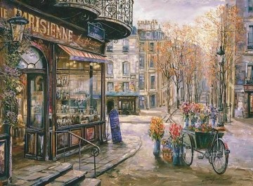 Street Shops Painting - YXJ0292e impressionism street scenes shop